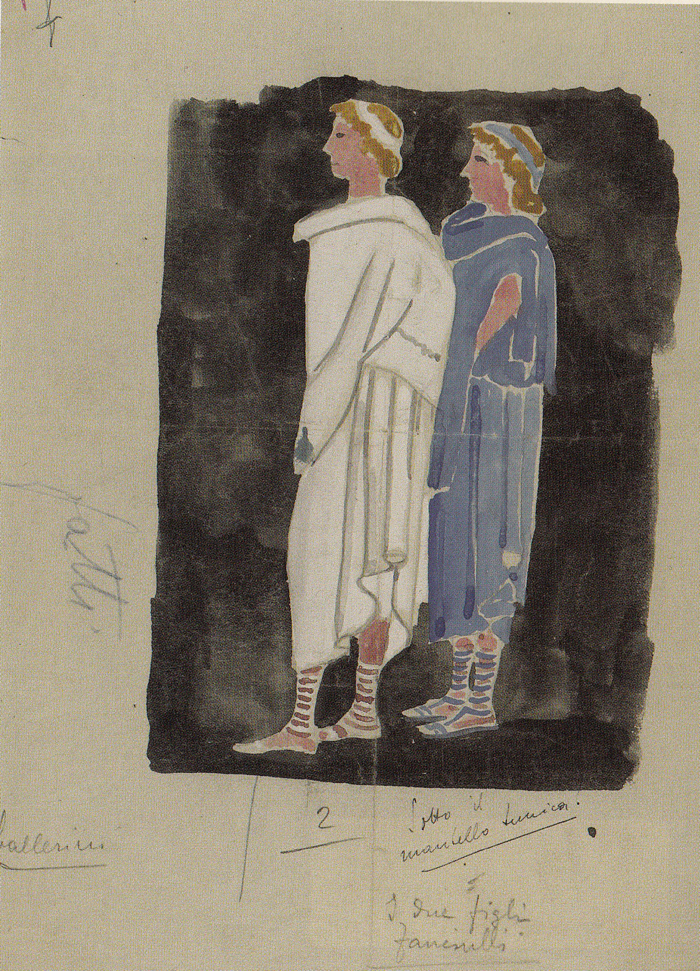 Ecuba, figurino per fanciulli, 1941 Acquarello su carta